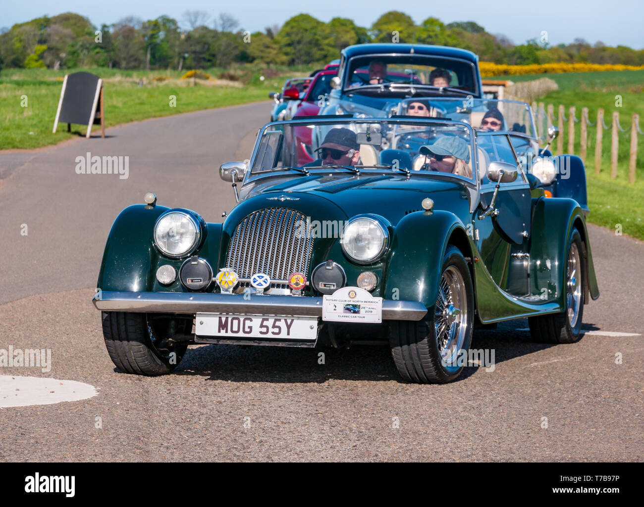 Classic 2007 Morgan voiture sport décapotable arrivant à Estate Archerfield, North Berwick Rotary Club voiture classique d' 2019, East Lothian, Scotland, UK Banque D'Images