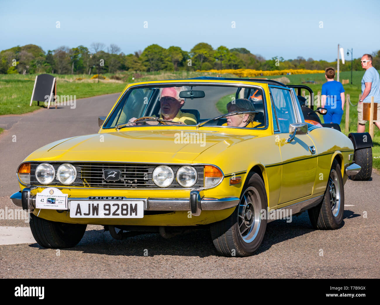 Classic vintage 1973 Triumph voiture sport décapotable à North Berwick, Immobilier Archerfield Rotary Club voiture classique d' 2019, East Lothian, Scotland, UK Banque D'Images