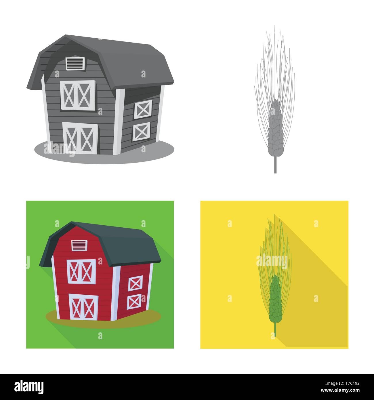 L'orge,grenier,industrie,bâtiment,hiver,printemps,automne,dur,spike,remise,vert,Culture,chalet,estate,or,agriculture,agriculture,plantes,seigle blé,maïs,grain,récolte,ferme,,champ,set,icône,,illustration,collection,isolé,design,graphisme,élément,signe, vecteurs vecteur , Illustration de Vecteur