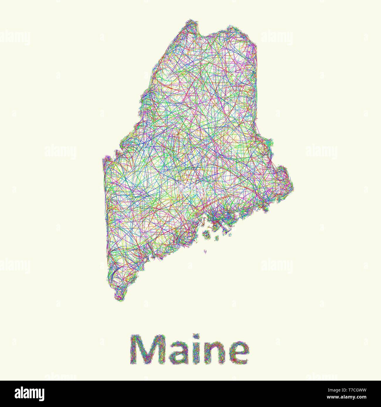 Carte d'art en ligne Maine Illustration de Vecteur