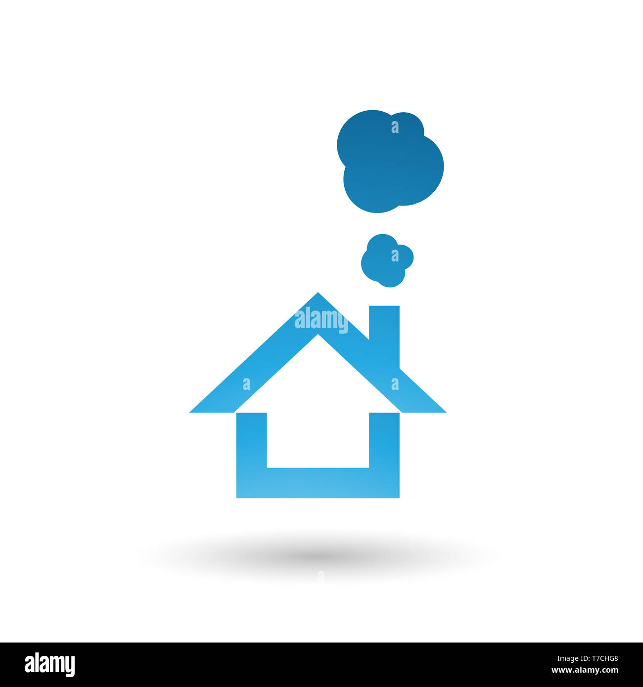 Vector Illustration de Blue House et l'icône de fumée isolé sur fond blanc Banque D'Images