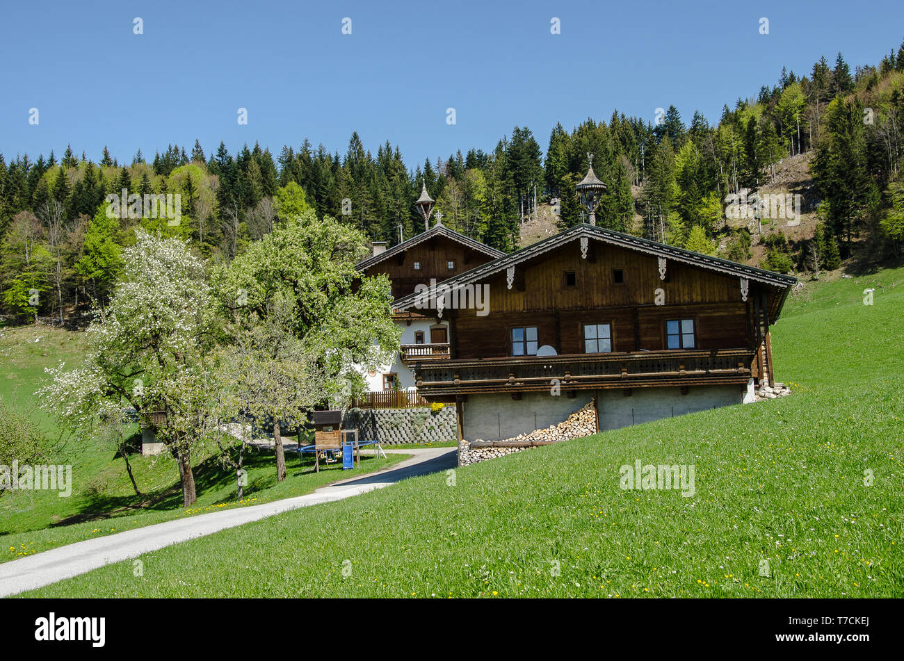 Rügen est l'un des plus anciens villages de la vallée. L'Erlerberg ci-dessus offre une vue spectaculaire et possibilités de randonnées. Banque D'Images