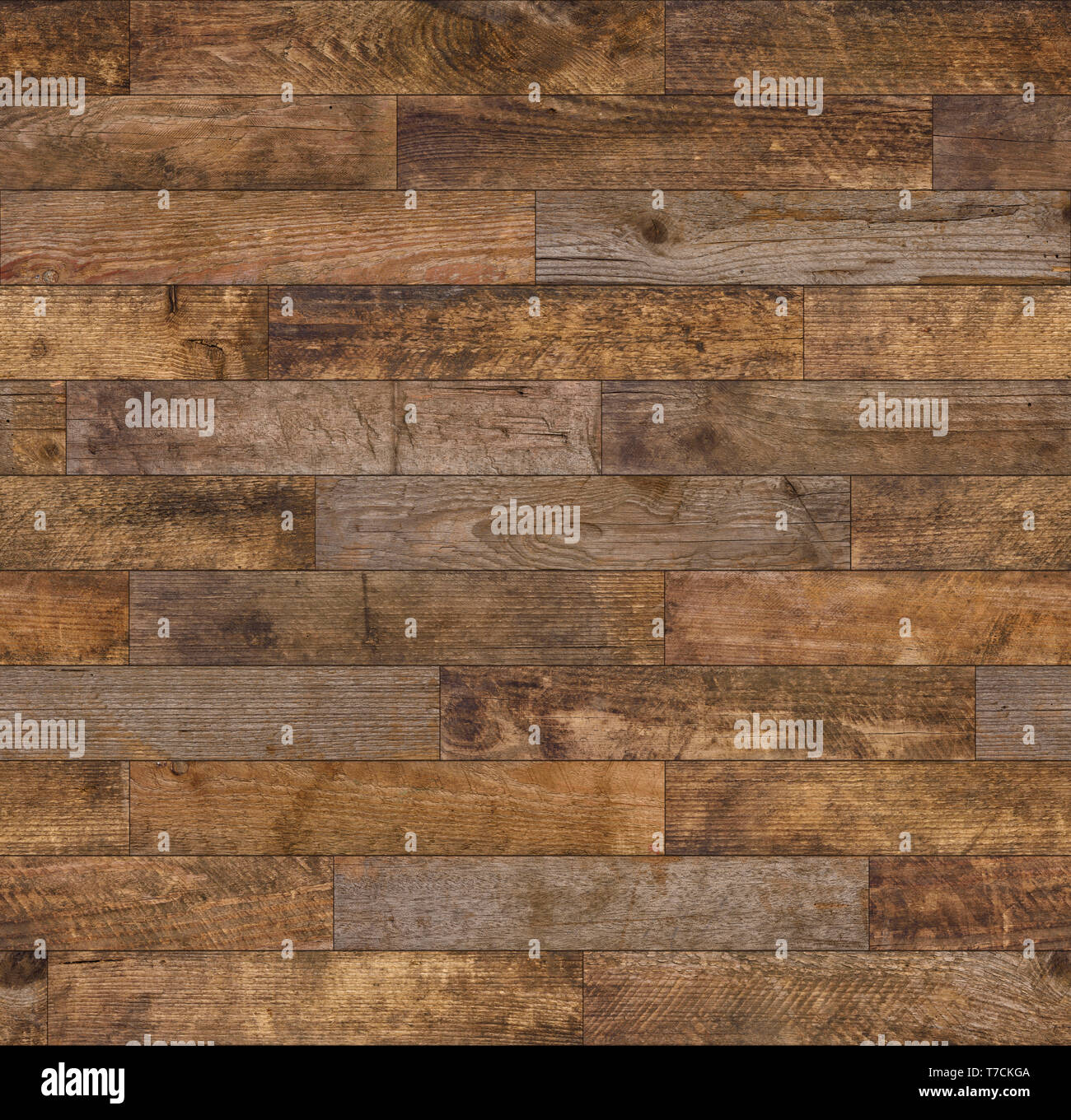 Seamless texture rustique en bois. Vintage bois vieilli naturellement bandes de sol en bois sans fond, forte et très détaillée. Banque D'Images