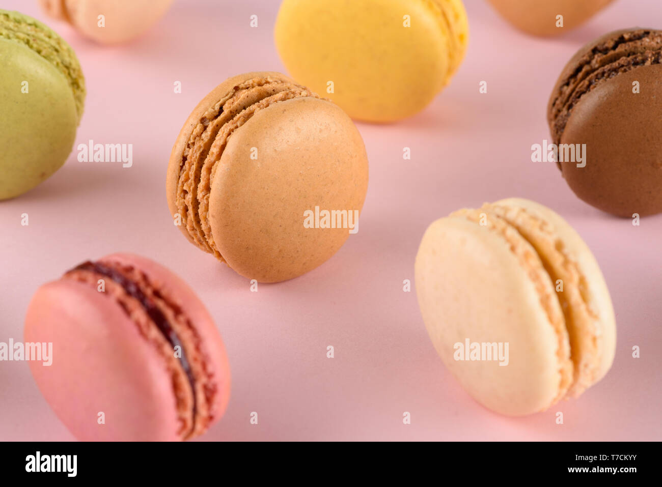 Macarons assorment close up Banque D'Images