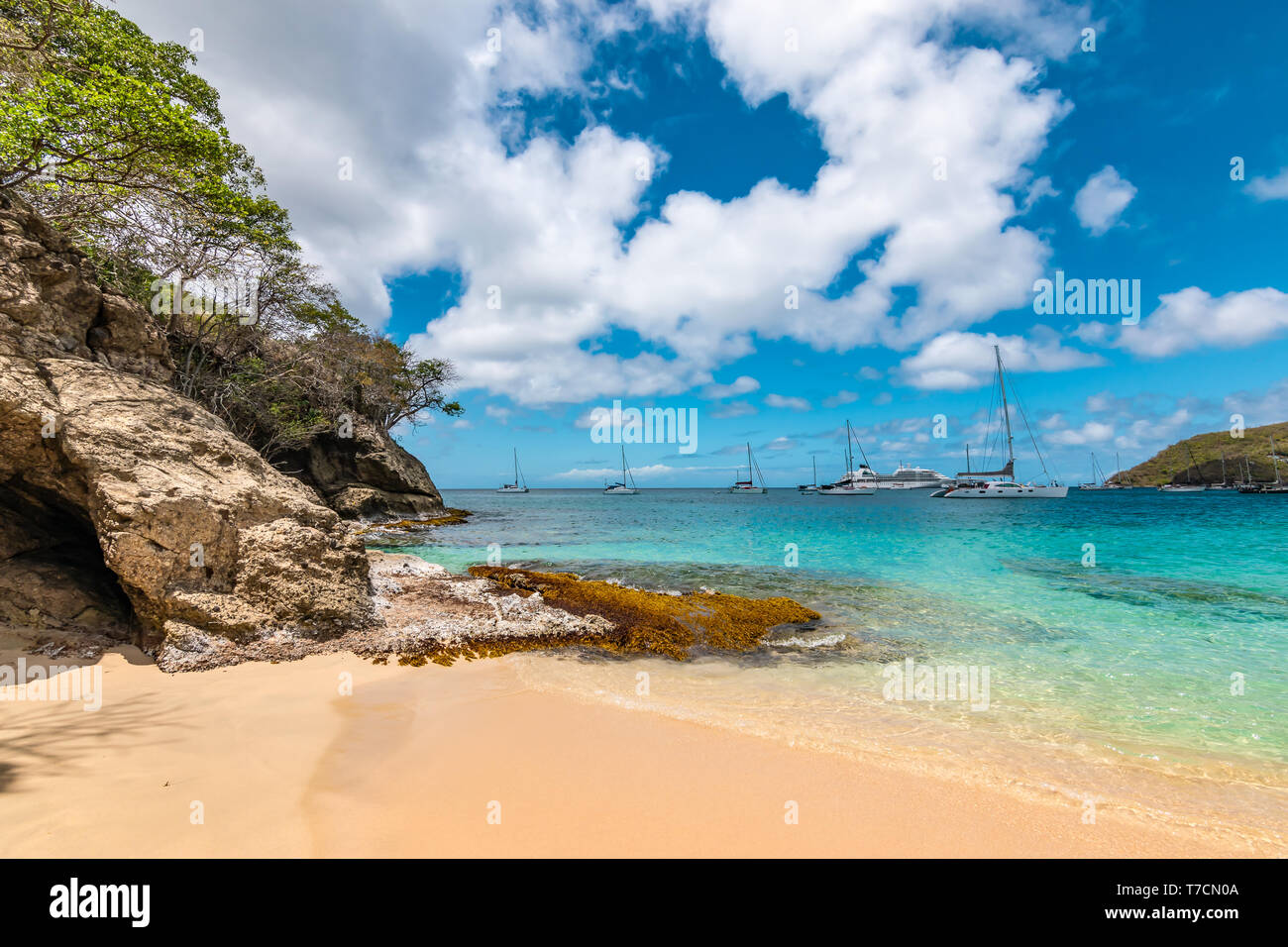 Plage Princess Margaret, Bequia, St Vincent et les Grenadines Banque D'Images