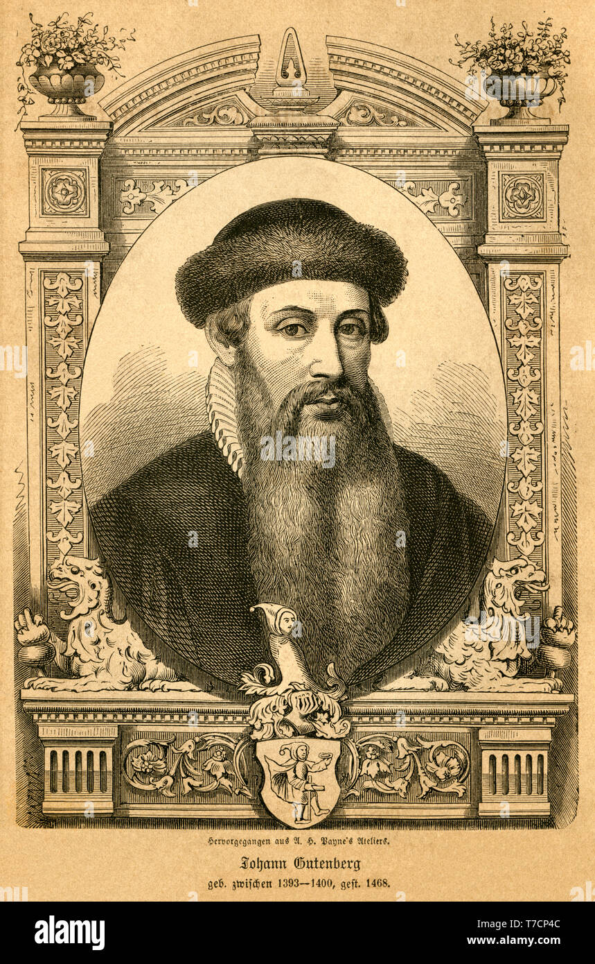 Europa, Deutschland, Berlin, Mayence, Johannes Gutenberg , Illustration aus : ' Illustrirte Gallerie berühmter Männer aller Völker und Zeiten ' Banque D'Images