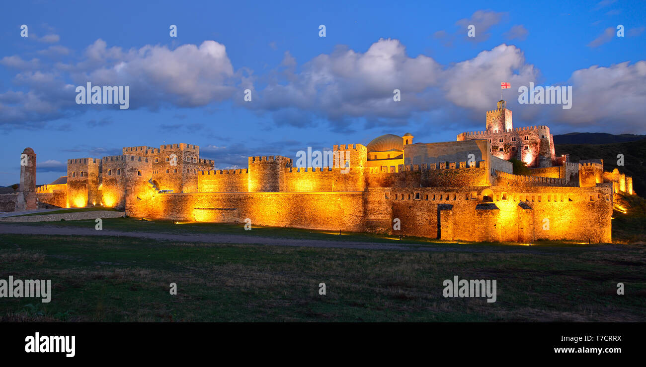 Vue de nuit Rabati châteaux, forteresse à Akhaltsikhe, Géorgie. Banque D'Images