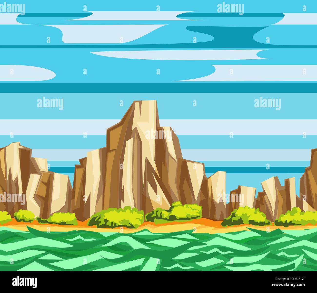 Falaises de mer paysage transparent Illustration de Vecteur