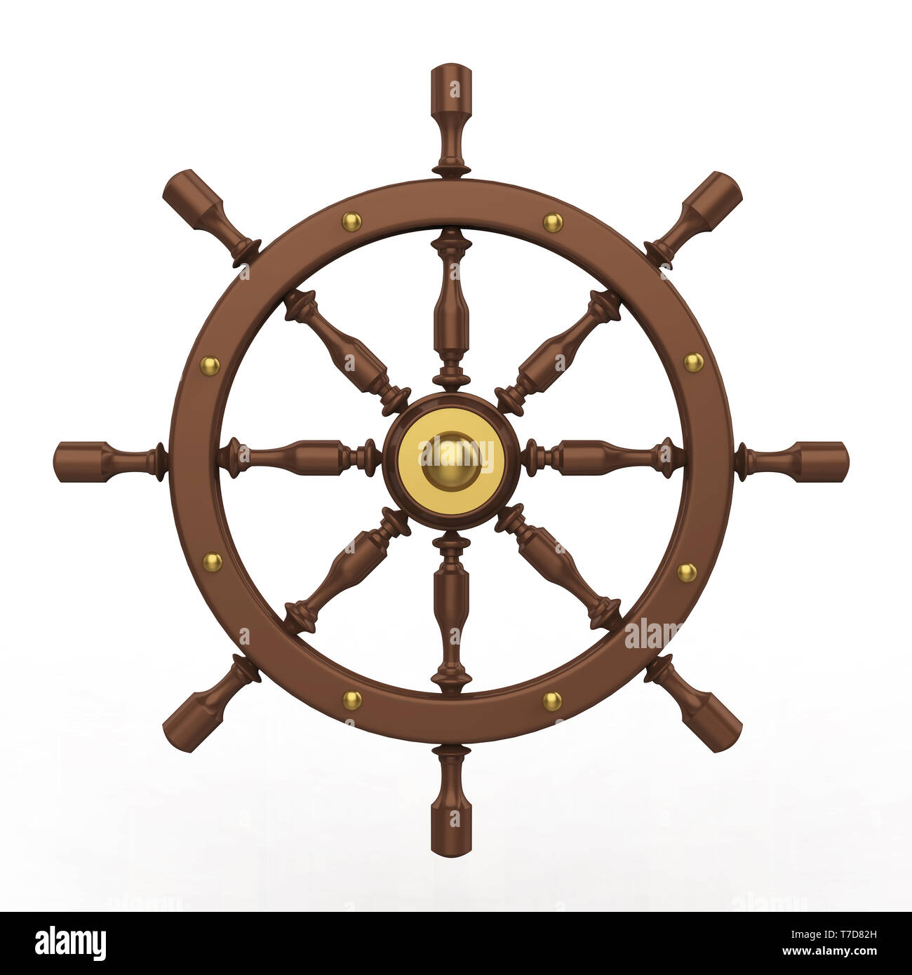 Steering equipment boat isolated navigate render rudder wheel Banque de