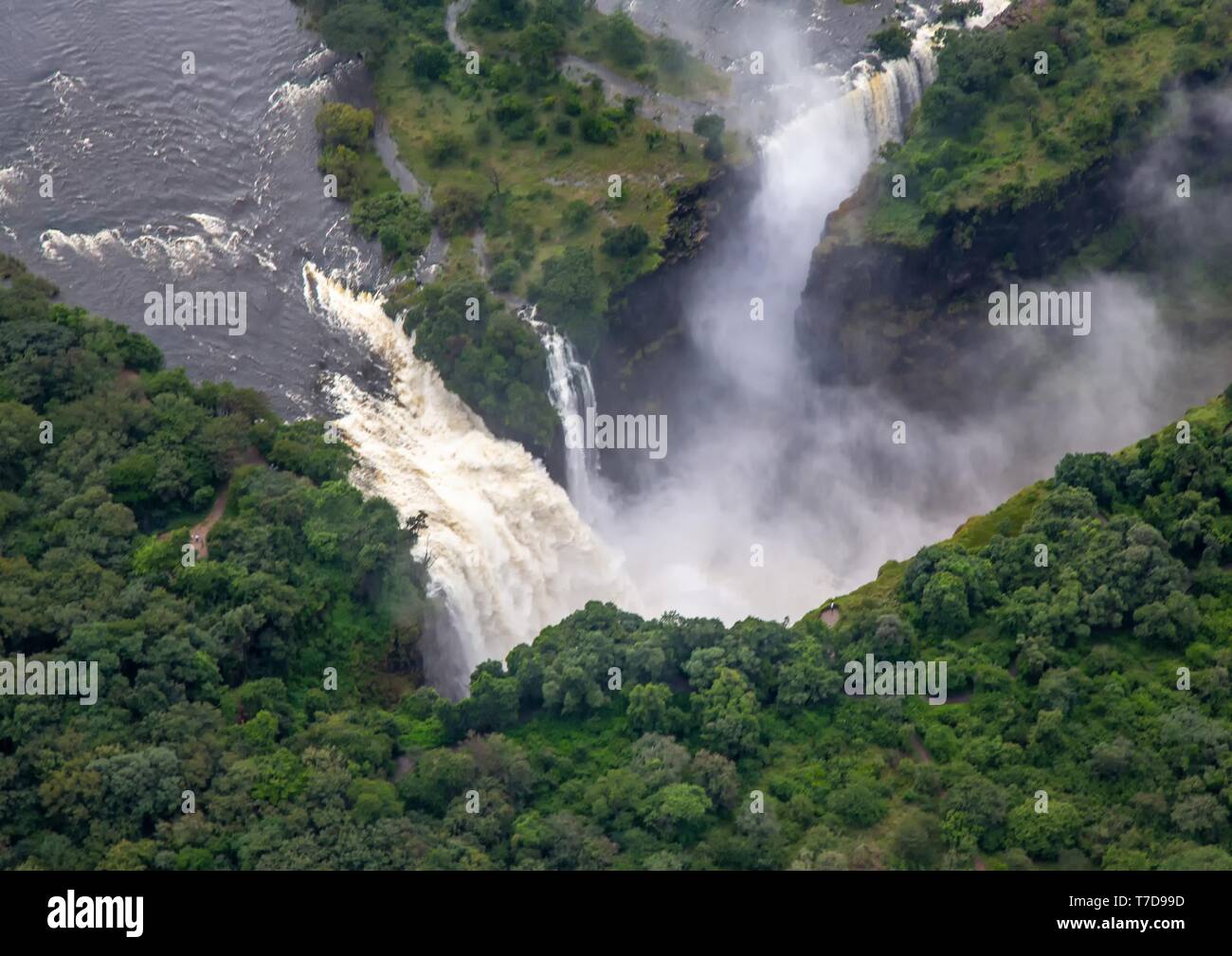 La Cataracte Devils dans le célèbre Victoria Falls entre la Zambie et le Zimbabwe Banque D'Images
