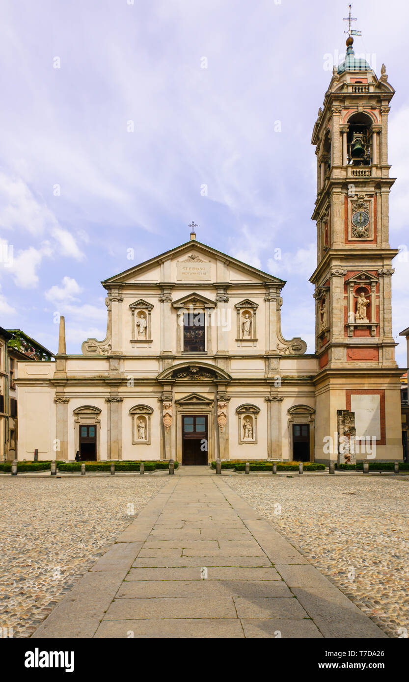 Façade de la Basilique San Stephano ou de Saint Stephen dans Brolo à partir de la 5ème siècle, Milan, Italie. Banque D'Images