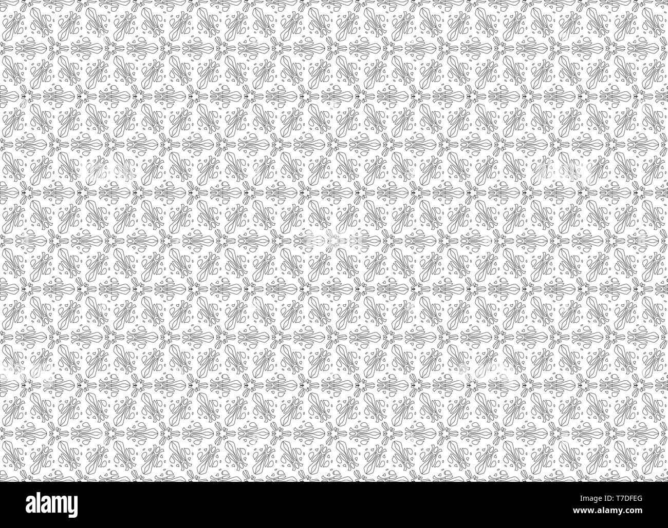 Abstrait géométrique transparente modèle vecteur monochrome. Linear formes noires sur fond blanc. Ornement de fleurs stylisées Illustration de Vecteur