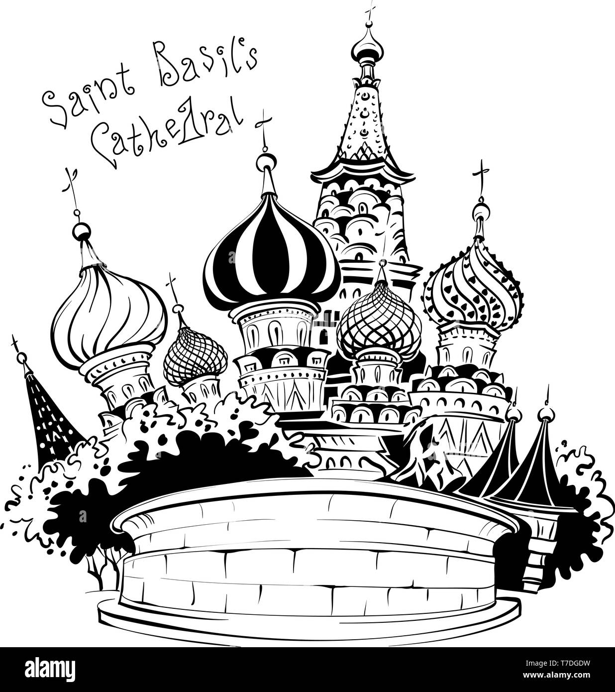 Cathédrale de Vasily la bienheureuse, Moscou, Russie Illustration de Vecteur