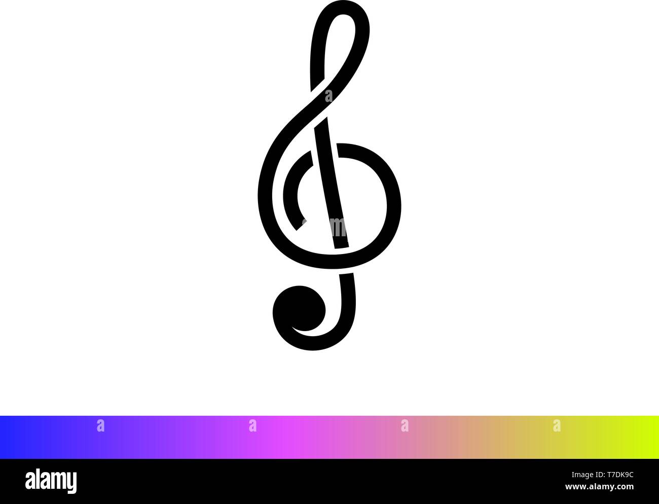 Clé de Sol encore de vecteur icône noire. Isolé sur fond blanc Illustration de Vecteur