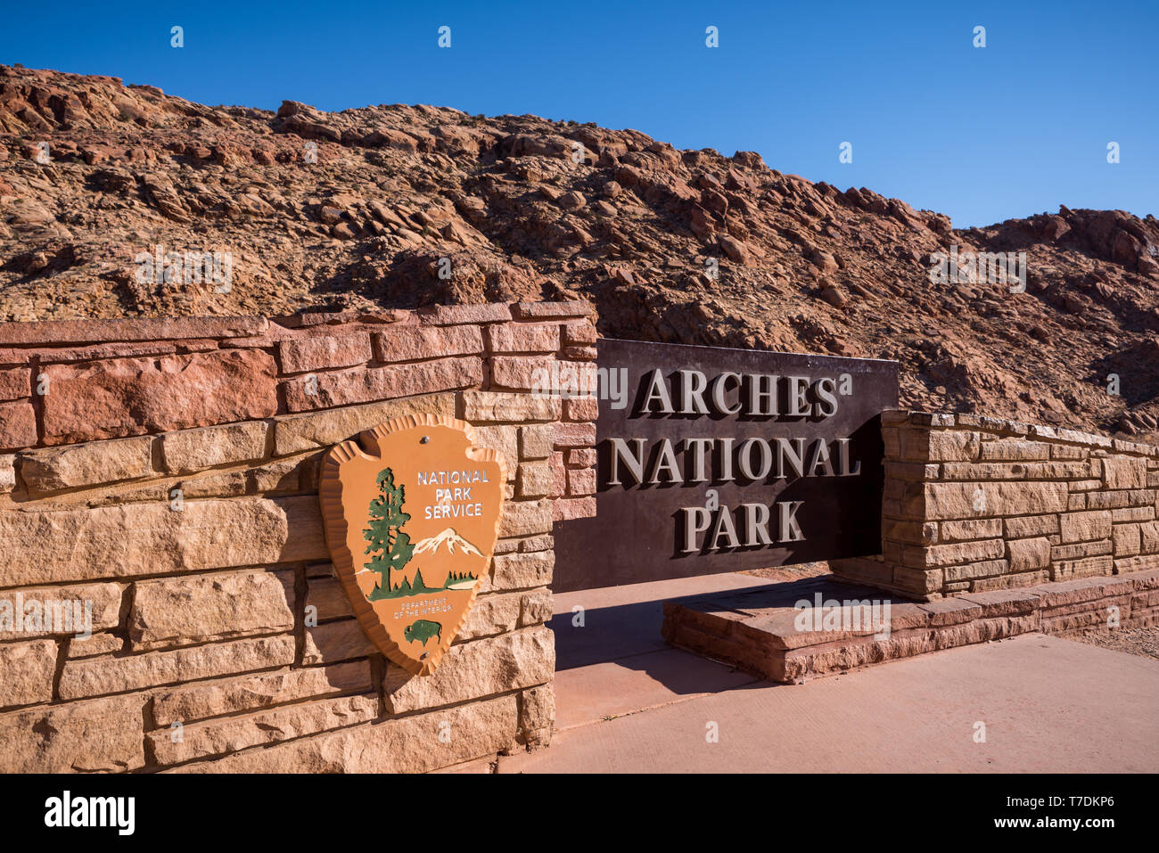 Entrée du Parc National des Arches Banque D'Images