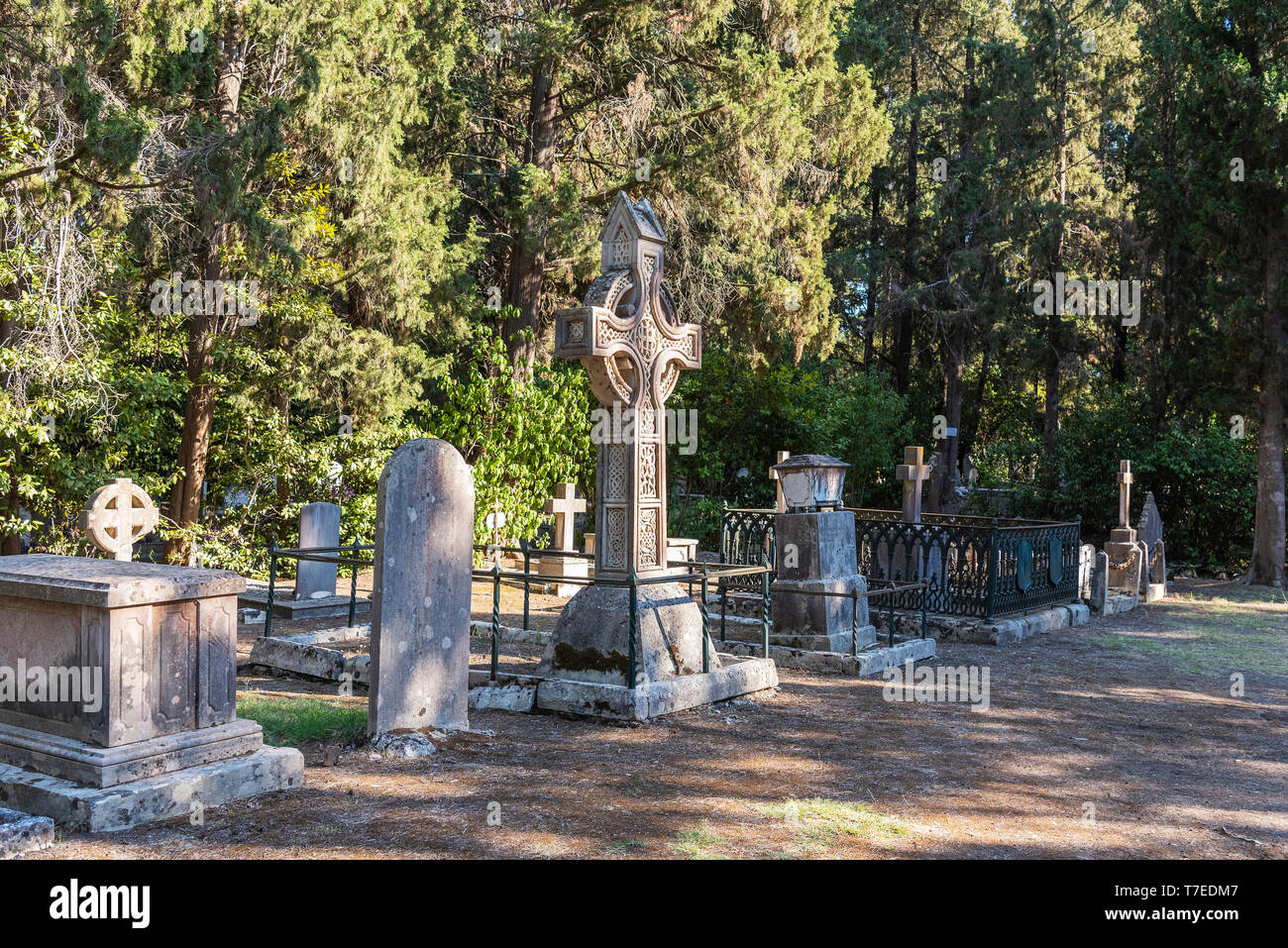 Tombes, cimetière britannique, Kerkyra, Corfou, îles Ioniennes, Grèce Banque D'Images