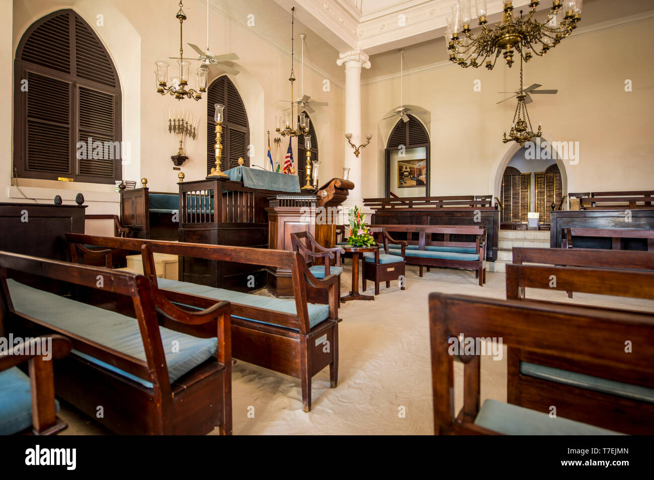 Saint Thomas Synagogue National Historic Landmark, Charlotte Amalie, St Thomas, îles Vierges britanniques. Banque D'Images