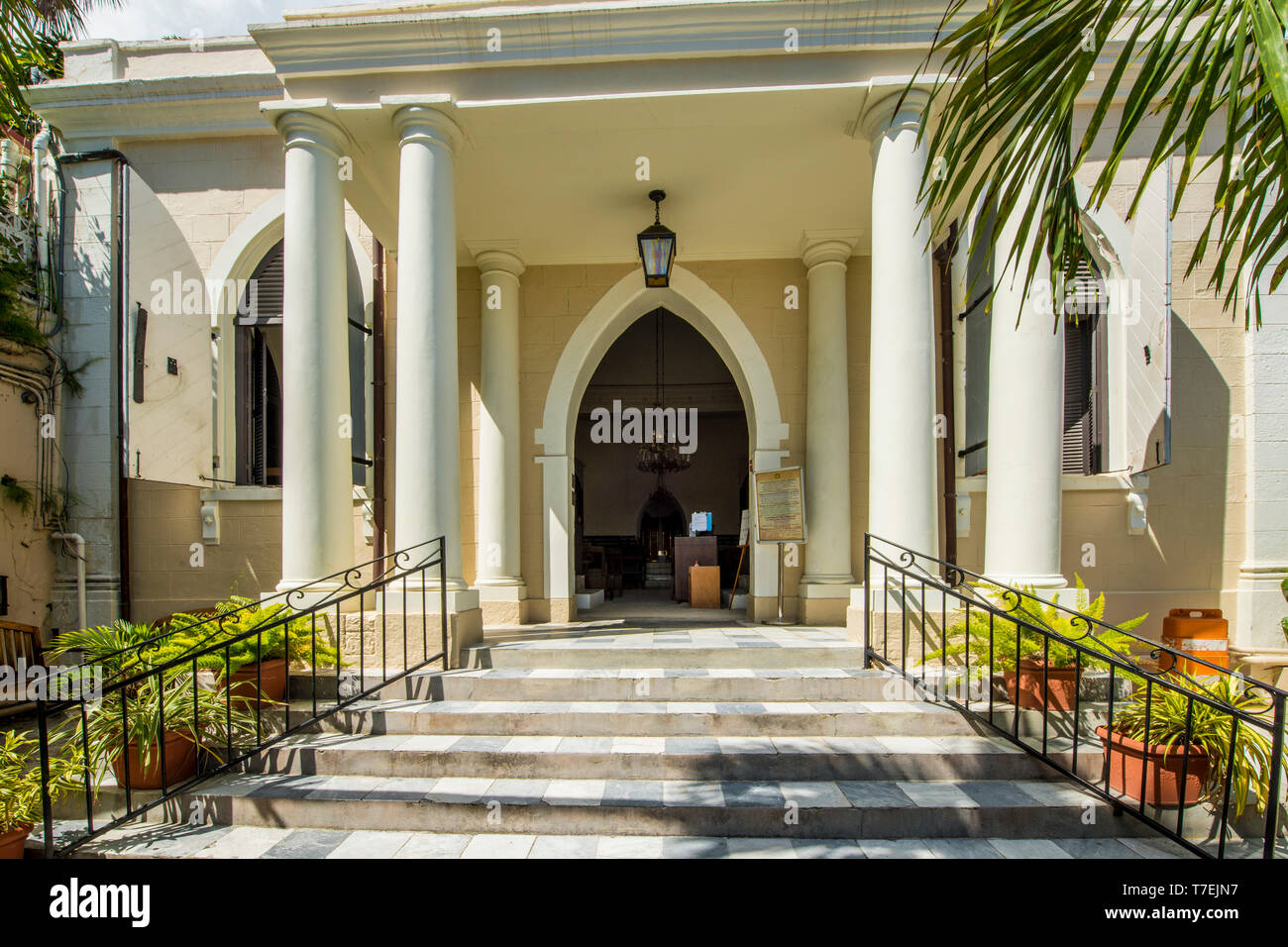 Saint Thomas Synagogue National Historic Landmark, Charlotte Amalie, St Thomas, îles Vierges britanniques. Banque D'Images