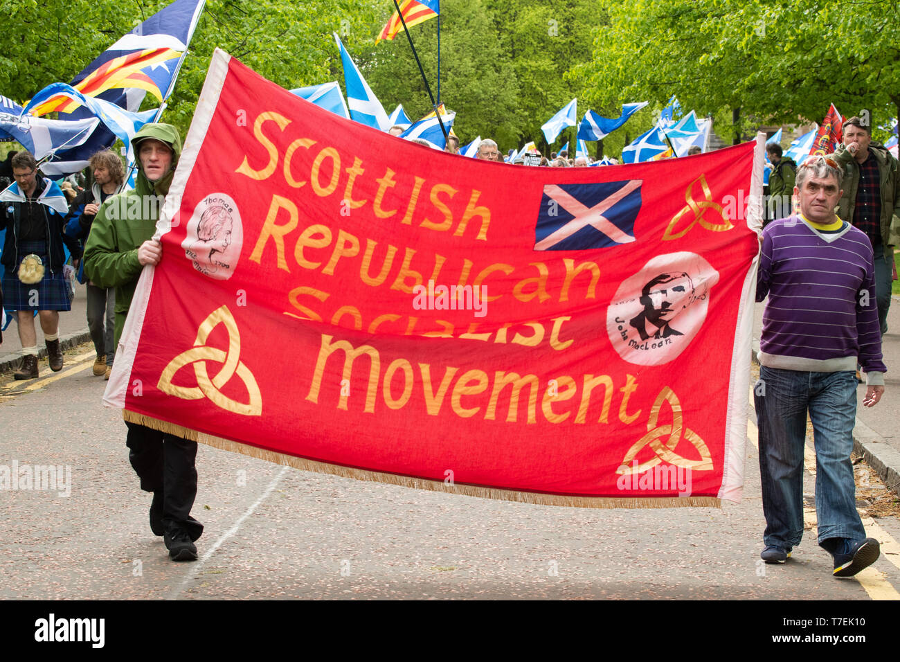 Scottish Republican Socialist Movement bannière lors d'indépendance écossaise à Glasgow Mars Mai 2019 Banque D'Images