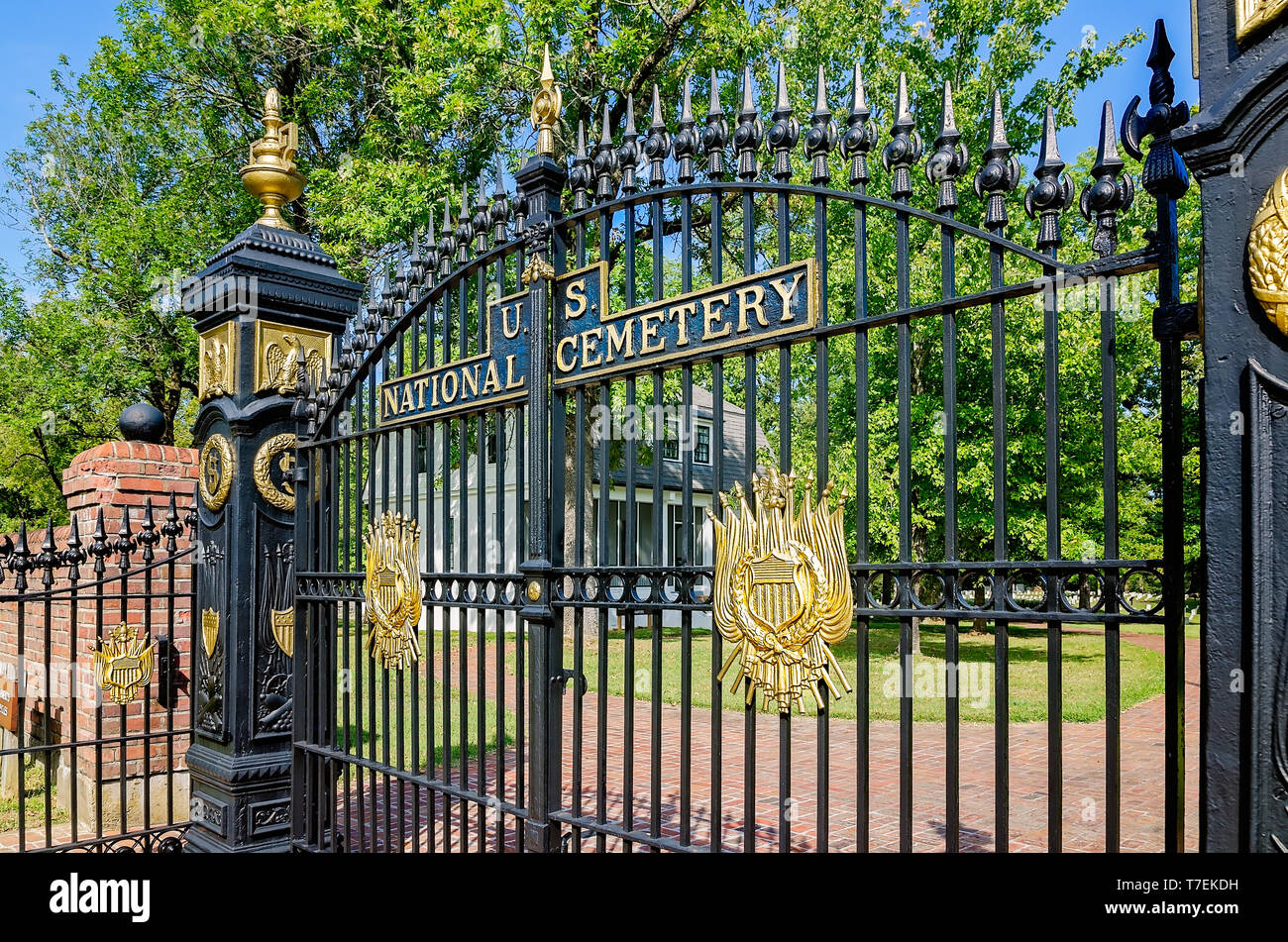 Le Silo National Cemetery est protégé par une grande porte de fer à Shiloh National Military Park, 21 septembre 2016, à Silo, Tennessee. Banque D'Images