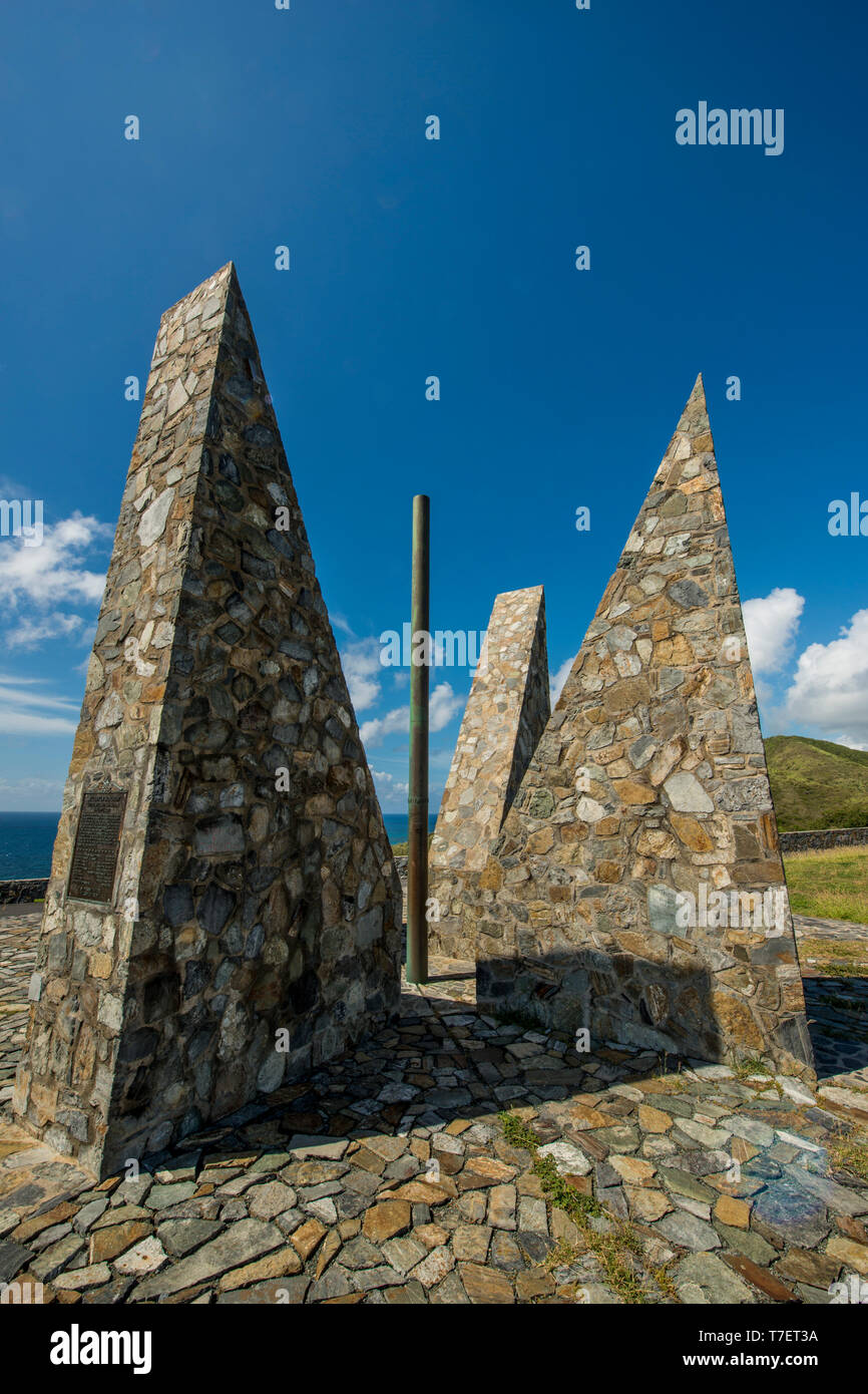 Monument du millénaire, Point Udall, Sainte-Croix, une des îles Vierges américaines. Banque D'Images