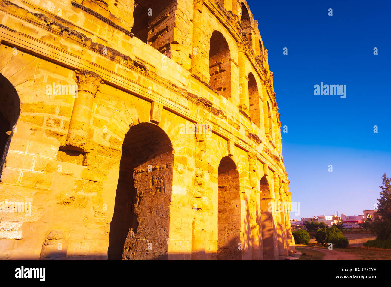 L'amphithéâtre romain de El Jem à Thysdrus El-Jem ou, une ville dans le gouvernorat de Mahdia en Tunisie. L'une des principales attractions de la Tunisie et du Nord un Banque D'Images