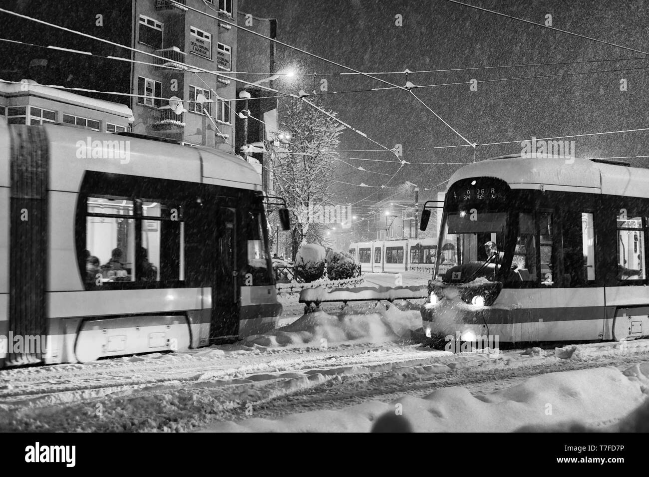 30 décembre 2014, Paris, France des scènes de neige de l'Eskisehir Turquie en une nuit de neige Banque D'Images