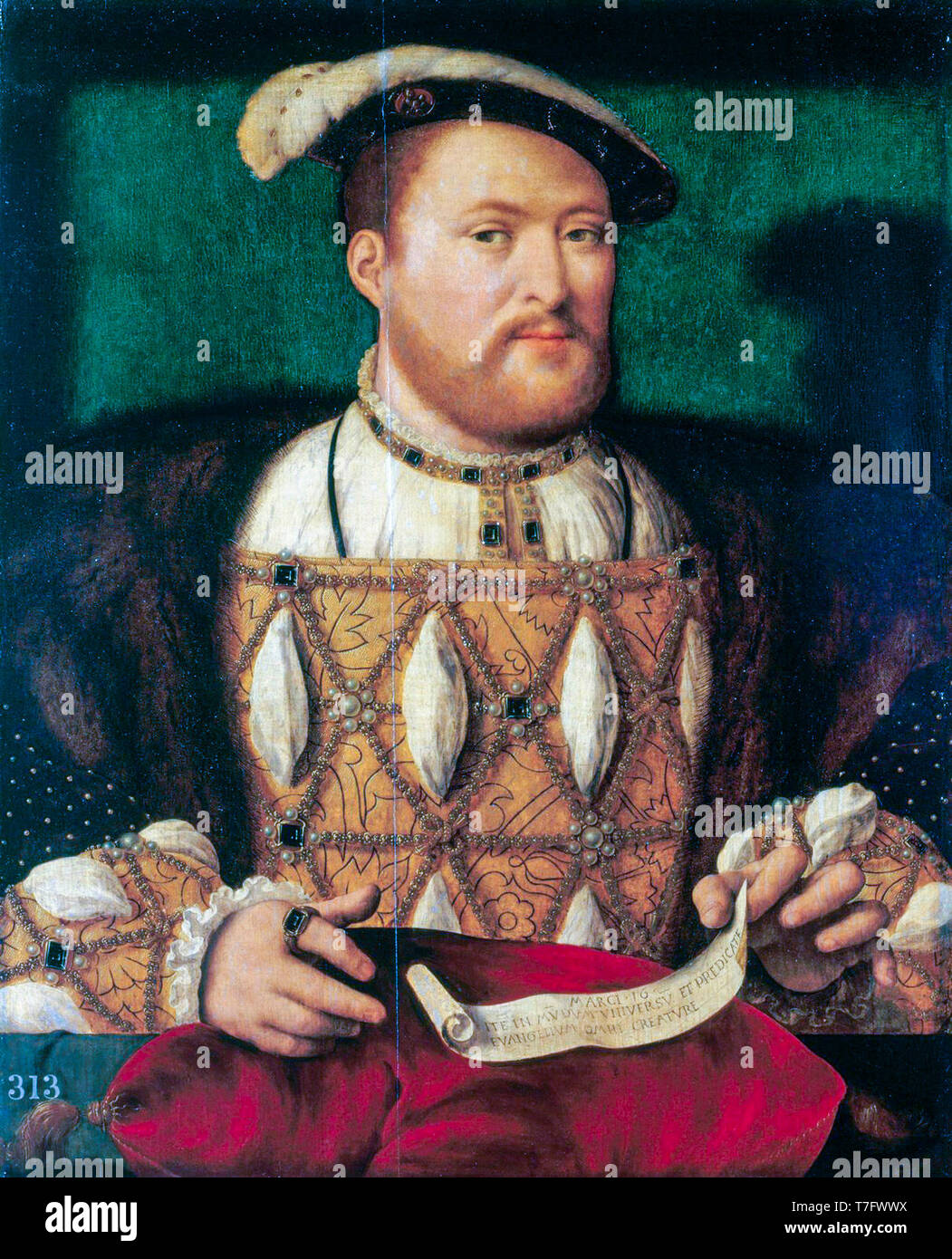 Joos van Cleve, le Roi Henry VIII d'Angleterre (1491-1547), portrait peinture, c. 1530 Banque D'Images