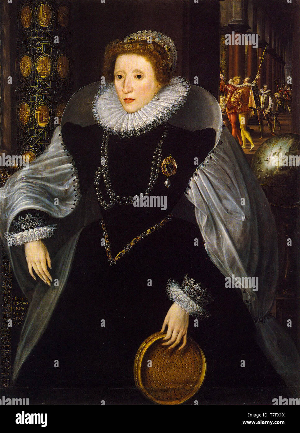 Portrait de la grille de la Reine Elizabeth I, Quentin Metsys le Jeune, 1583 Banque D'Images