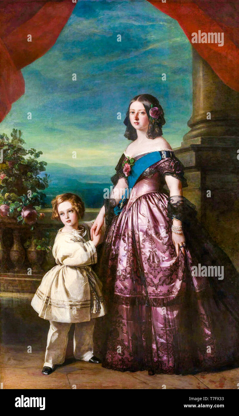 La reine Victoria et Albert Edward, prince de Galles, double portrait peint par Franz Xaver Winterhalter, 1846 Banque D'Images