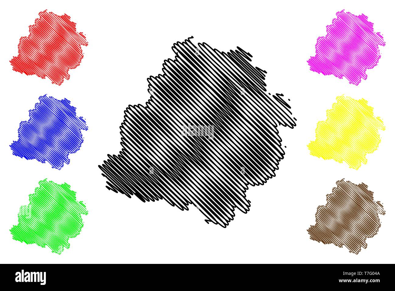 La voïvodie de Lodz (divisions administratives de la Pologne, de Pologne Voïvodies) map vector illustration, scribble sketch carte Province de Lodz Illustration de Vecteur