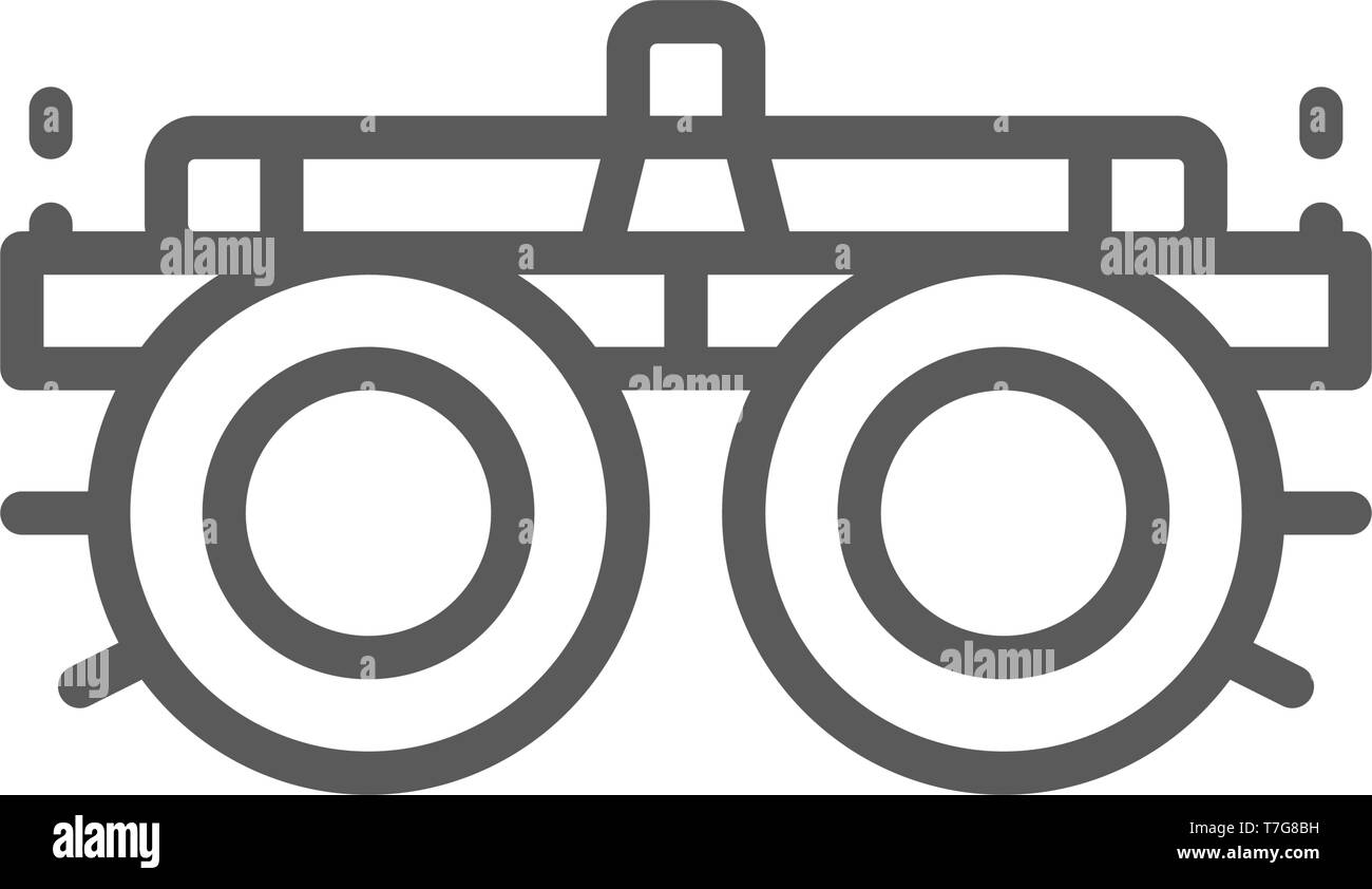 Appareil pour la sélection des verres, lentilles, l'icône de la ligne de dioptries. Illustration de Vecteur