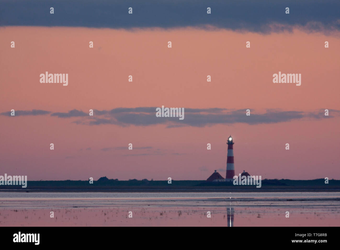 Vue de Büsum phare, de l'Allemagne. Banque D'Images