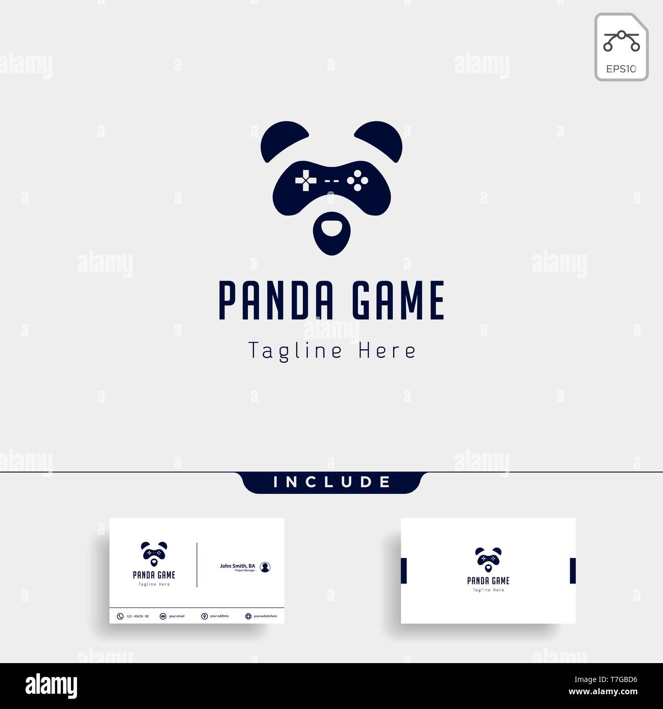 Logo du jeu panda animal modèle de conception de contrôleur concept - vector Illustration de Vecteur