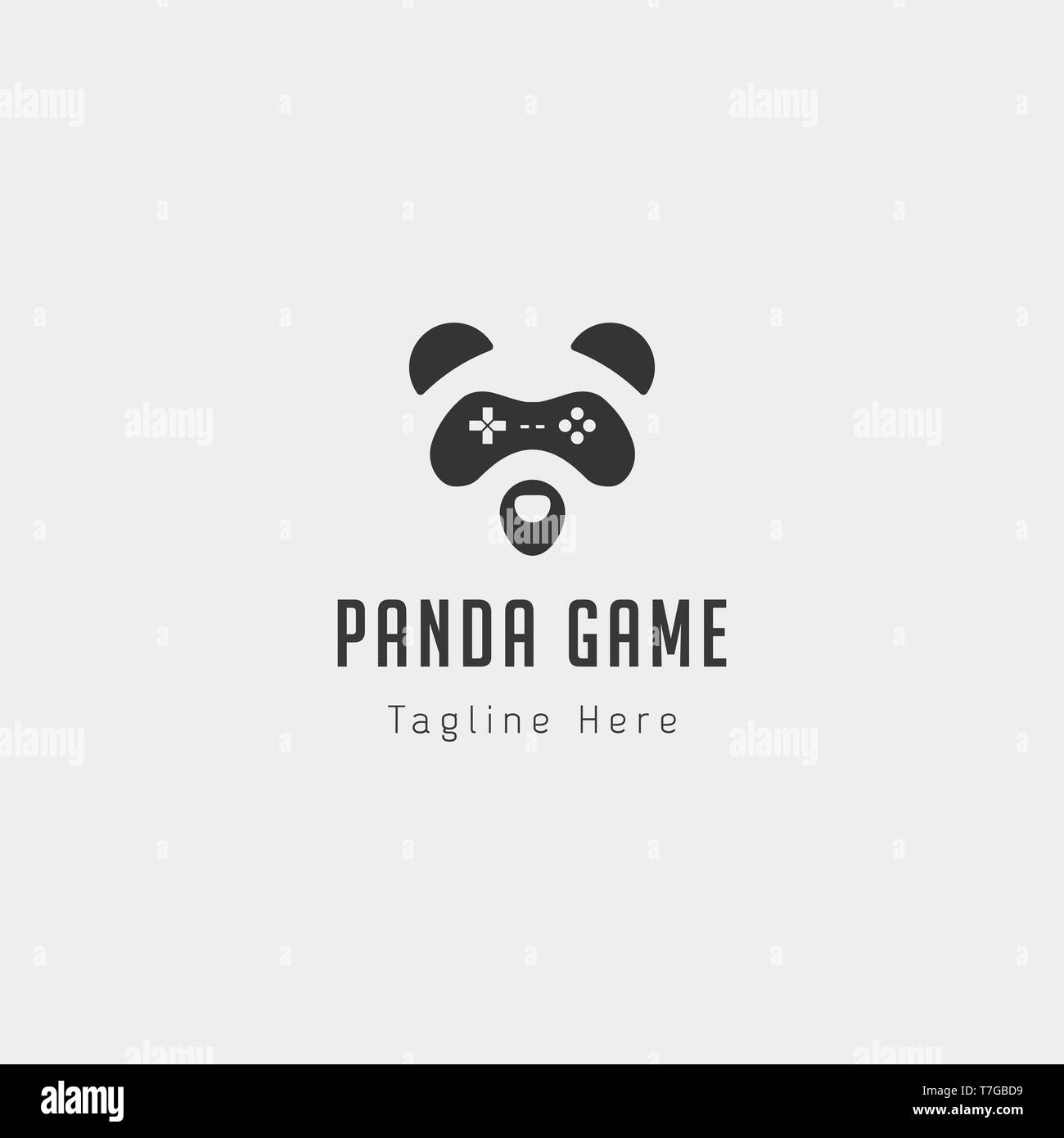 Logo du jeu panda animal modèle de conception de contrôleur concept - vector Illustration de Vecteur