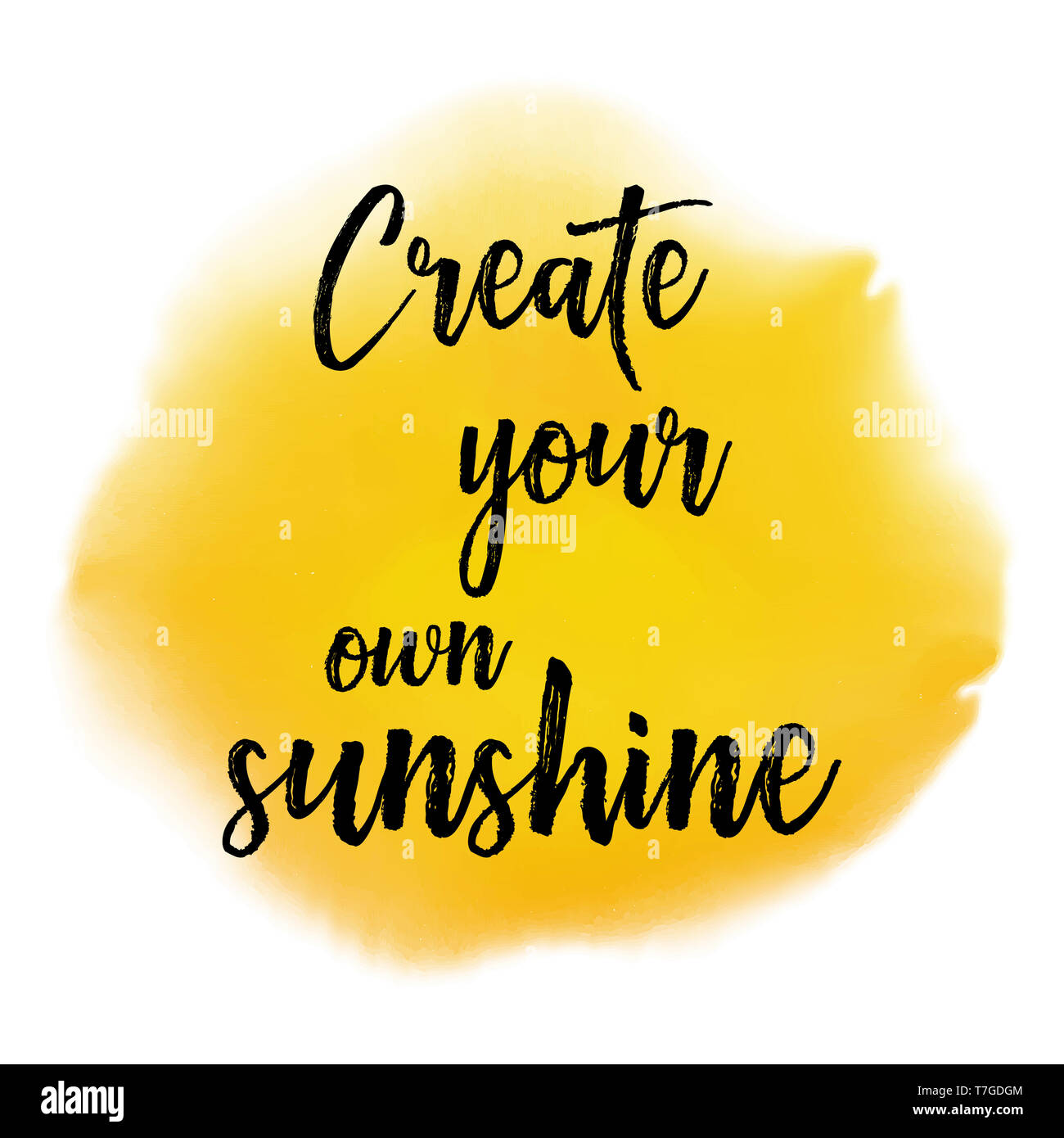 Citation Inspirante Sur Un Soleil Jaune Texture Aquarelle Photo Stock Alamy