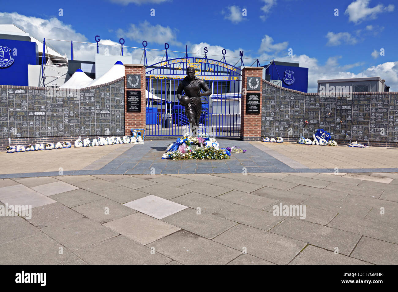 Dixie Dean statue à l'extérieur du club de football Everton Goodison Park sol 2019 Banque D'Images