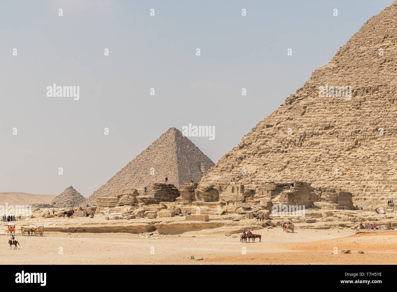 La pyramide de Menkaourê et la pyramide de Gizeh en Egypte à Khafré Banque D'Images