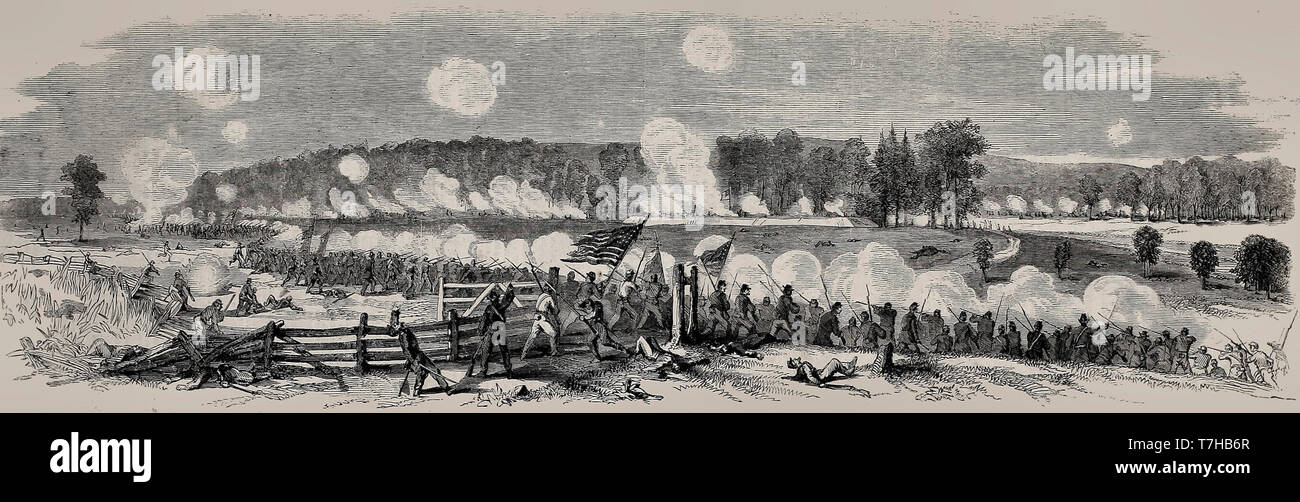La campagne de Sheridan - Bataille de Winchester - Position du 19e Corps, Général Emery, 19 septembre 1864 - Guerre civile américaine Banque D'Images