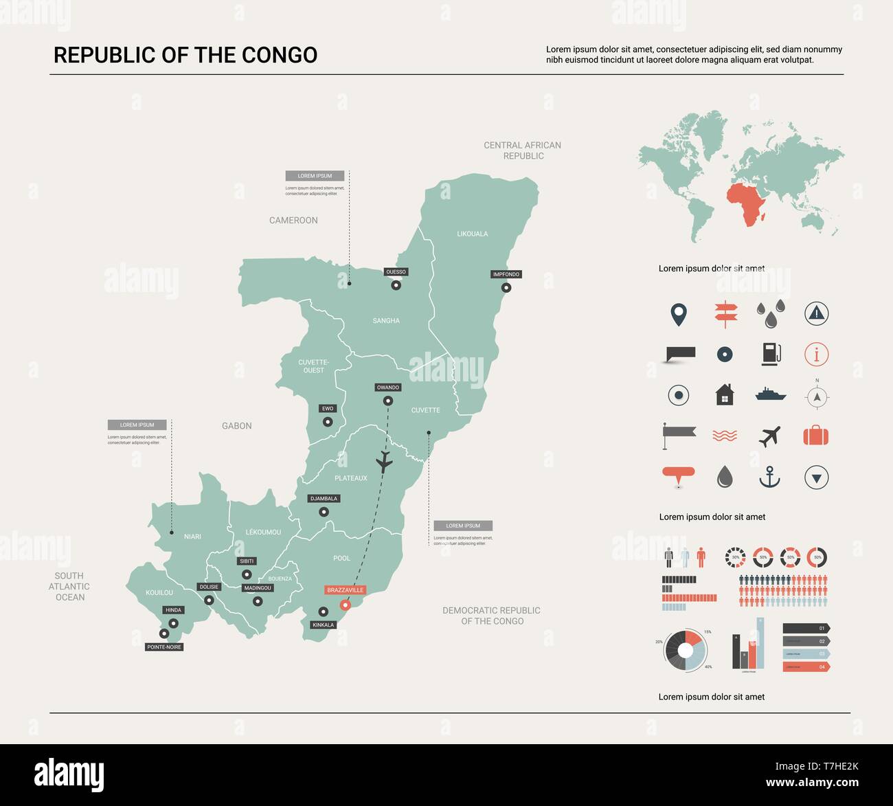 Carte Vectorielle Du Congo Carte Pays Très Détaillés Avec