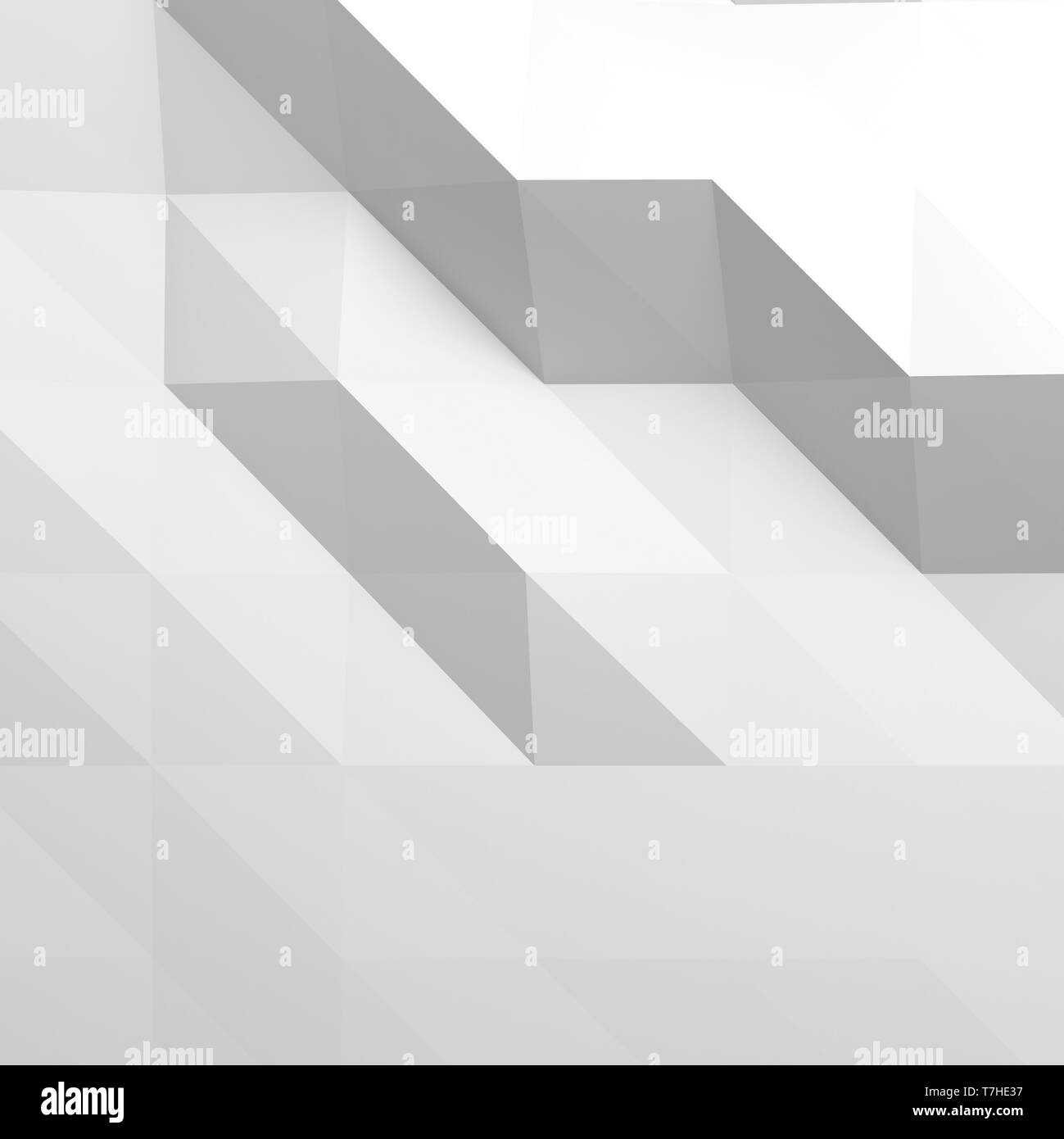 Bas blanc motif poly. Résumé cg texture de fond carré, 3d illustration Banque D'Images