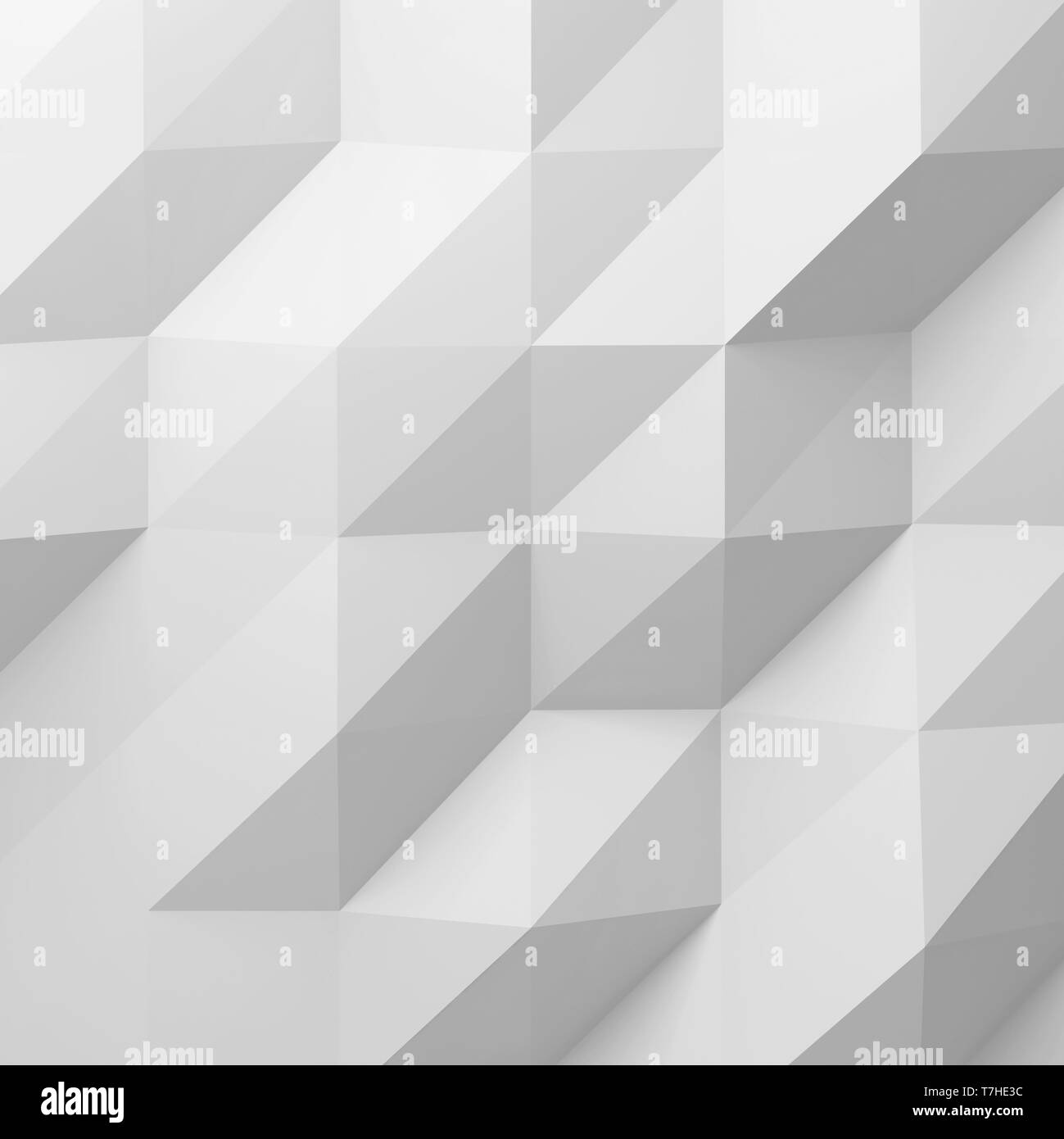 Bas blanc motif triangulation poly. Résumé cg texture de fond carré, 3d illustration Banque D'Images