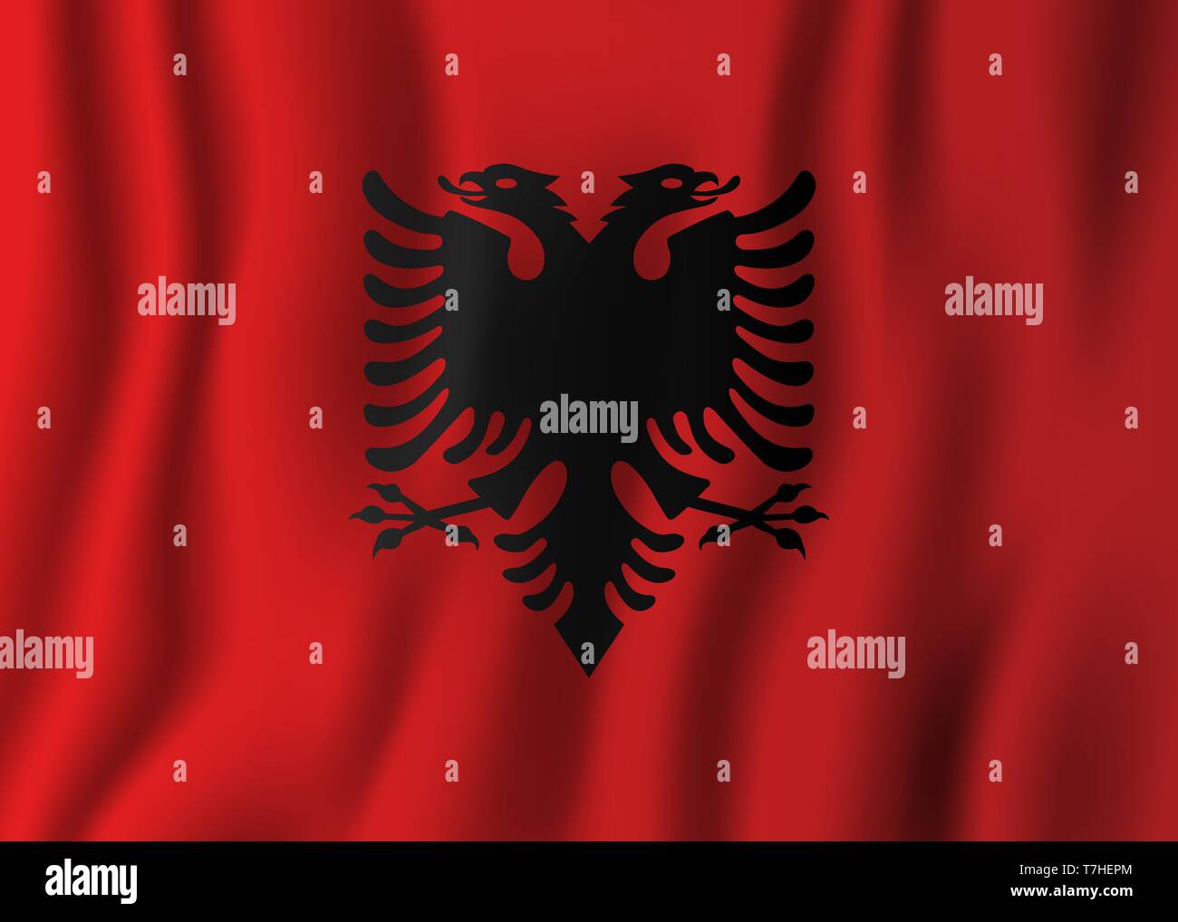 L'Albanie waving flag illustration vecteur réaliste. Symbole de base par pays national. Jour de l'indépendance. Illustration de Vecteur