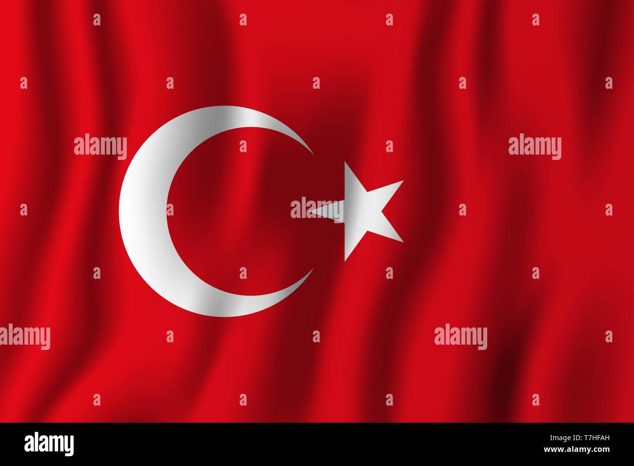 La Turquie waving flag illustration vecteur réaliste. Symbole de base par pays national. Jour de l'indépendance. Illustration de Vecteur