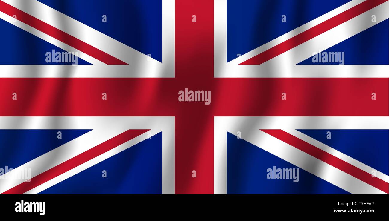 Royaume-uni waving flag illustration vecteur réaliste. Symbole de base par pays national. Jour de l'indépendance. Illustration de Vecteur