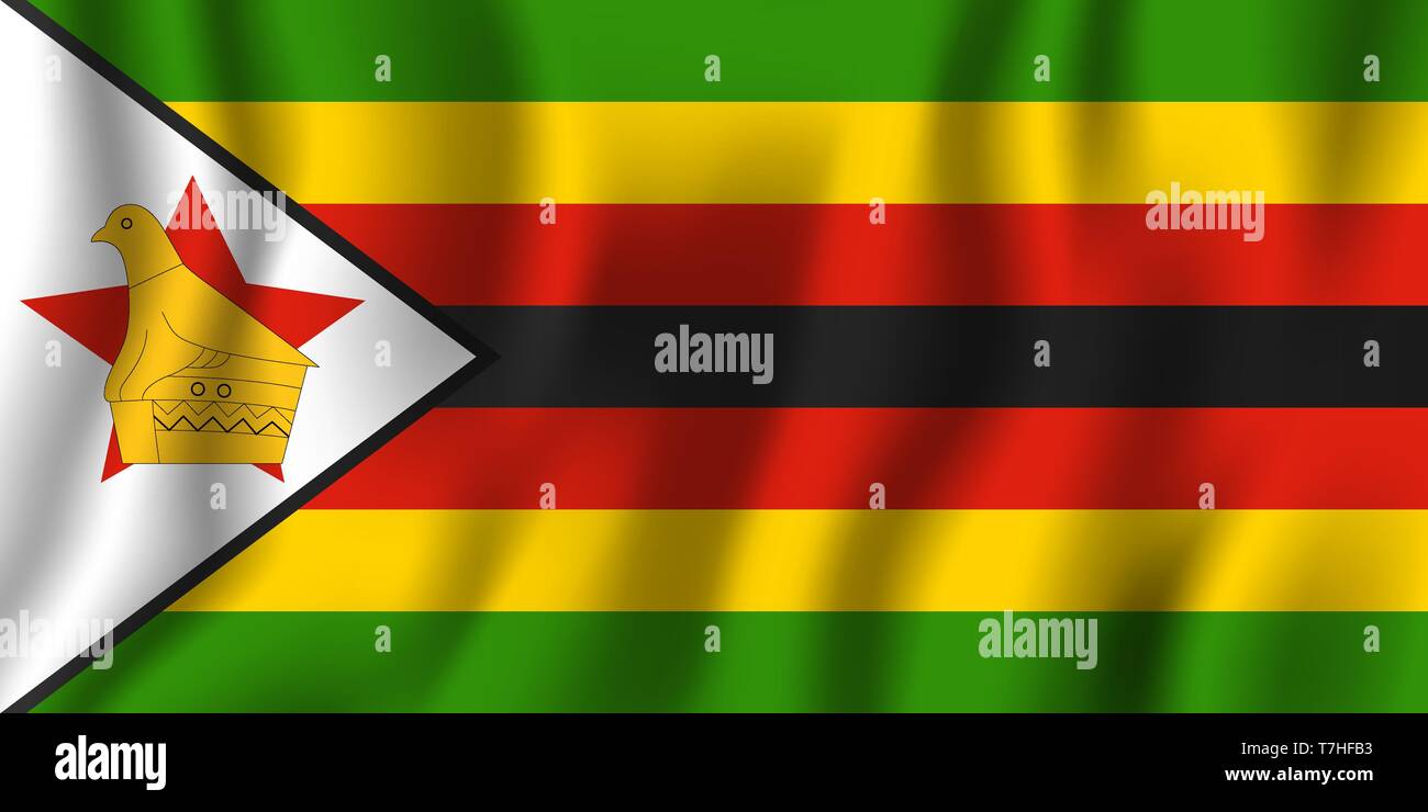 Zimbabwe waving flag illustration vecteur réaliste. Symbole de base par pays national. Jour de l'indépendance. Illustration de Vecteur