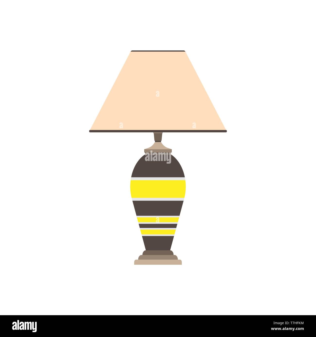 Lampe lit plat vacances vecteur. Salon literie mobilier intérieur maison. Table de nuit en bois simple illustration design lumineux. Style d'icône lumière tr Illustration de Vecteur