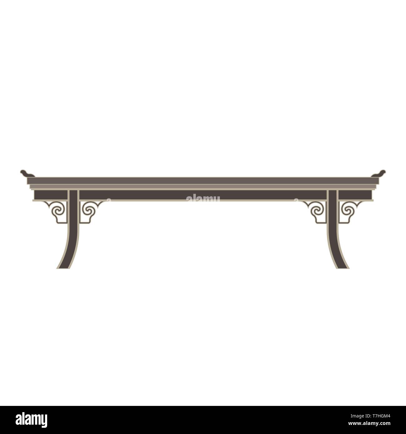 Table en bois chines isolé sur fond blanc. Illustration vecteur icône télévision chines vide bois design Illustration de Vecteur