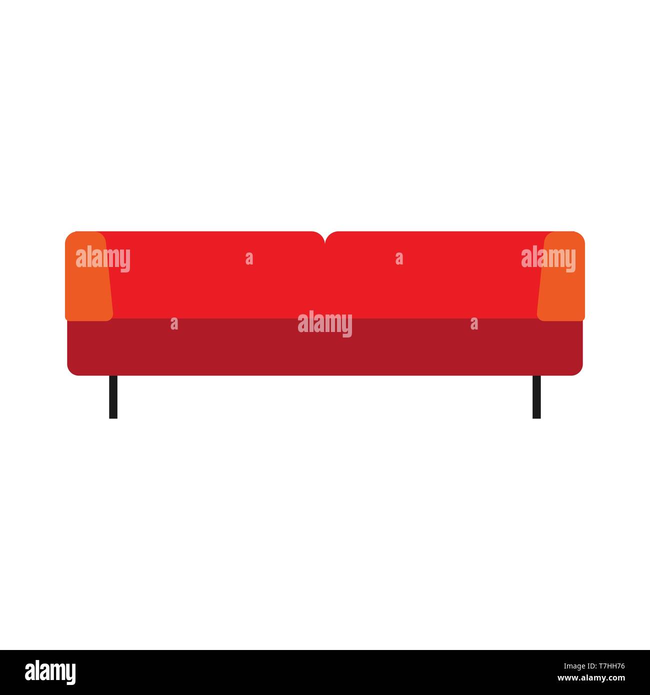 Mobilier confortable divan style rouge icône vecteur plate. TV canapé salon lumineux d'intérieur de maison design Illustration de Vecteur