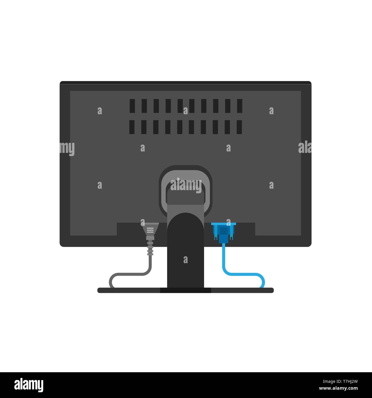Vue arrière de l'écran moniteur matériel d'icône vecteur. La technologie de communication électronique le PC de bureau de travail. Illustration de Vecteur